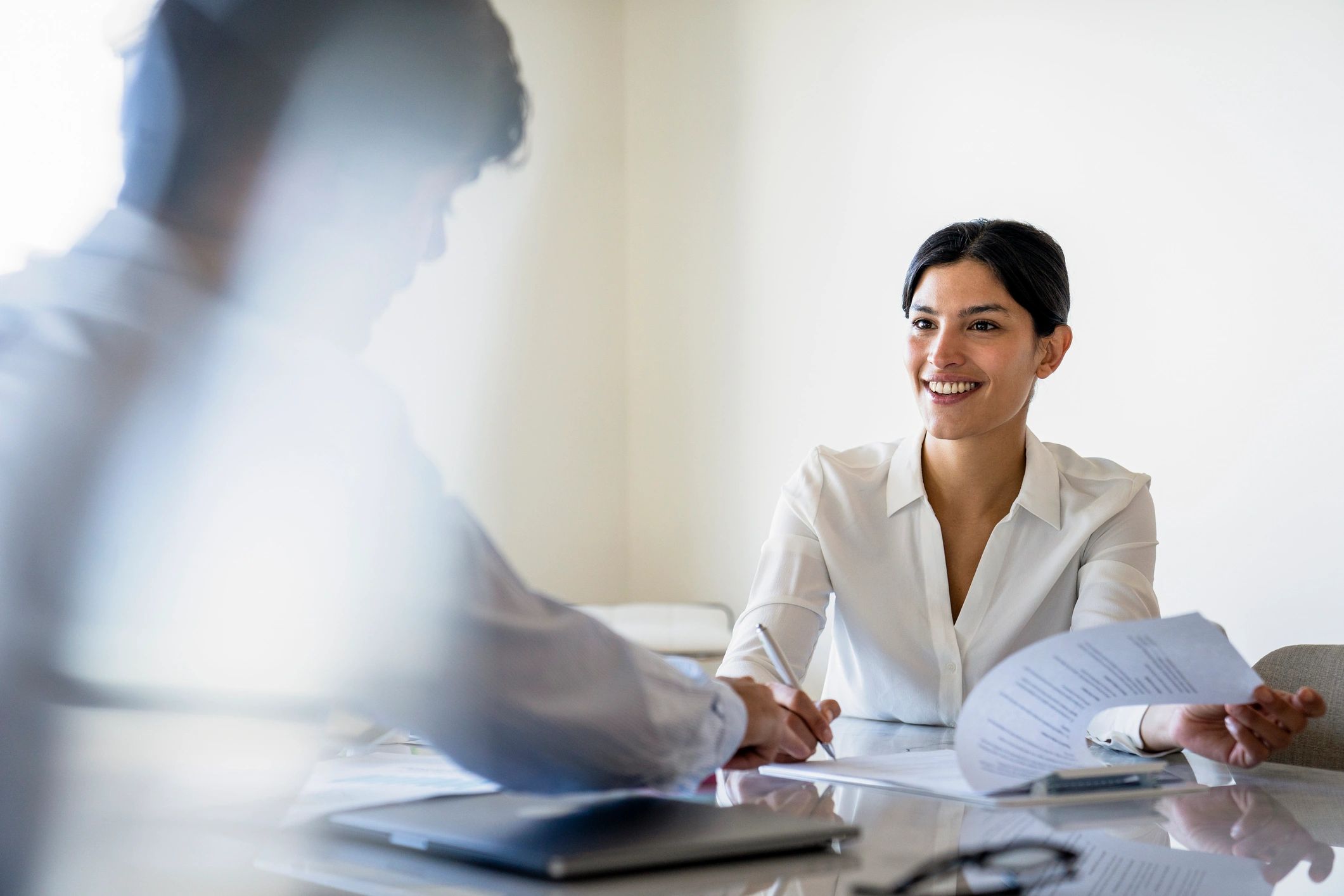 Recruiter and candidate in a professional interview setting